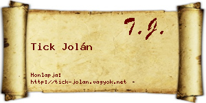 Tick Jolán névjegykártya